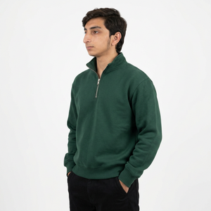 Sweat-shirt personnalisé pour homme à col montant zippé, en molleton de coton, coupe ample, style décontracté, athlétique et streetwear - Product Image 5