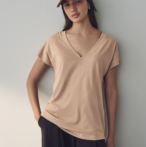 Camiseta de Punto con Cuello en V, Manga Corta, Color Sólido, Corte Holgado, Ropa Casual para Hombre - Product Image 6