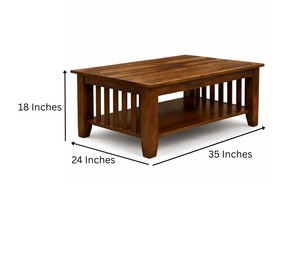 Traditional Slat-Sided Wooden Living Room <b>Table</b> | 2-Tier Rectangular Coffee <b>Table</b> | B2B Wholesale India - Product Image 6