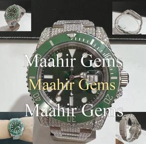 Montre mécanique de luxe inspirée, en acier inoxydable, avec cadran squelette en moissanite, verre de boîtier en cristal, résistante à l'eau 10 bars, bracelet inclus - Product Image 2