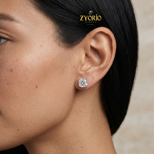 Pendientes de Diamante Cultivado en Laboratorio con Corte Princesa de Zyorio Jewels, Modernos, con 4 Puntas y Cierre de Rosca, Oro Sólido de 14K, Certificados por IGI, para Mujer - Product Image 3