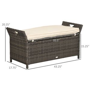 Panca Contenitore in Vimini Bianco Crema per Esterni, Grande Capacità, in Rattan PE, Soluzione di Stoccaggio Elegante e Pratica - Product Image 3