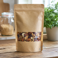 Sachet alimentaire en papier kraft réutilisable de haute qualité avec fenêtre transparente