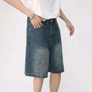 Pantalones Cortos de Mezclilla Casuales para Hombre, Estilo Vintage, Holgados, para Verano, Moda Urbana, Color Negro - Product Image 4