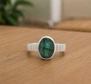 Wholesale Natural Oval Shape <b>Emerald</b> Gemstone 925 Solid Sterling <b>Silver</b> Handmade Men's Wedding <b>Rings</b> Jewelry Bezel Setting Party - Product Image 5