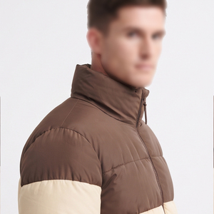Veste matelassée pour homme, col montant, fermeture éclair, coupe-vent, rembourrage 100% polyester, vestes matelassées d'hiver, style streetwear, manteau matelassé - Product Image 4