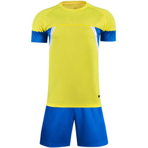 Ensemble de maillot et short de football jaune et bleu pour homme, respirant, en polyester, uniforme de sport pour adulte - Product Image 1