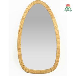 Rattan Boho <b>Mirror</b> for Decor, 31.5" x 18" Wall <b>Mirror</b> that is Farmhouse and Boho Wall Decor Style, Ideal for in the Bedroom - Product Image 1
