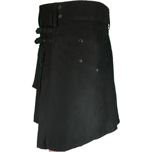 Nouveau modèle 2026 : Kilt utilitaire robuste en jean de coton pour homme, avec surpiqûres renforcées et fermeture à boutons-pression ajustable - Product Image 4
