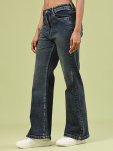 Women's <b>Boot</b> Cut Denim Jeans-Eco-Friendly Color Fade Proof Mid Waist Regular Fit Vintage Style Ripped Decorations Cute Sexy - Product Image 4