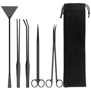 Kit de Herramientas para Acuarios de Acero Inoxidable Negro Mate, Tijeras para Recortar Plantas Acuáticas, Pinzas, Juego de Mantenimiento para Peceras - Product Image 1
