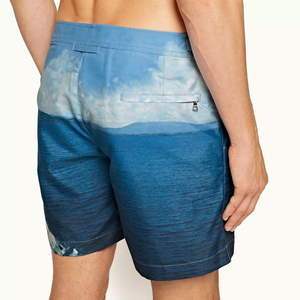 Shorts de bain pour hommes en coton 100% solide avec logo personnalisé - Style décontracté, taille élastique pour la natation et le fitness - Product Image 4