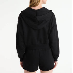 Women's Hooded Short Set Relaxed Fit Two Piece Outfit Soft Fleece <b>Top</b> Matching Drawstring Shorts Casual Sportswear - Product Image 6