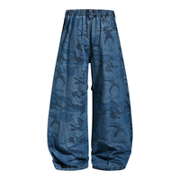 Pantalon cargo vintage en denim ample de qualité supérieure Layenne pour homme, idéal pour le streetwear et les activités de plein air, avec logo personnalisé