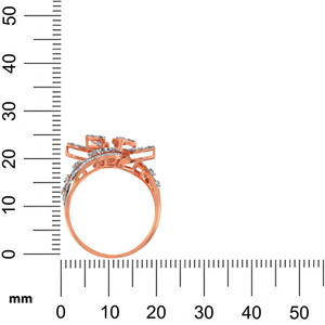 Bague Diamant Glamour Feuillage Luxe en Or Rose 18K, Bague Florale Feuillage Diamant pour Femme, Bague Statement Élégante Inspirée de la Nature - Product Image 5