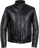 Veste en cuir véritable unisexe sur mesure avec texture de peau embossée, patchwork, imprimé cartoon, col montant, mode hiver