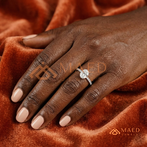 925 Sterling <b>Silver</b> Oval Cut Moissanite/Diamond Engagement <b>Ring</b> for Women, Pave Diamond Band <b>Solitaire</b> <b>Ring</b> - Product Image 4