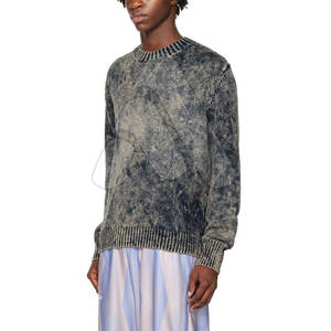 Suéter de Punto Oversize para Hombre, Estilo Streetwear, Lavado Ácido, 100% Algodón, Transpirable, con Logotipo Personalizado, OEM, Alta Calidad, 2026 - Product Image 6