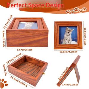 Wooden Pet Urn Ashes <b>Memorial</b> <b>Box</b> Photo Frame Commemorative Keepsake Chest for Dogs Cats Funeral Supplies - Product Image 4