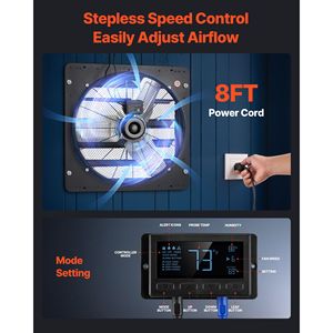 Ventilatore di Scarico Intelligente Programmabile a Velocità Variabile da 24 Pollici, Montaggio a Parete, Ventilatore per Soffitta con Controllo della Temperatura, 2900 CFM per Hotel - Product Image 6