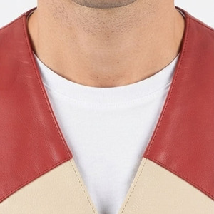 Men's Genuine Cowhide Leather Waistcoat Men Leather Vest With Button Up <b>Boys</b> V-Neck Office Wear Leather Waistcoat - Product Image 5