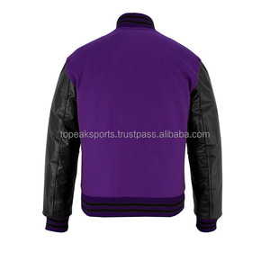 2026 OEM Hot Selling Purple Wool Black Leather Sleeves Varsity <b>Jacket</b> For Men's 100% High Quality Low MOQ <b>Heated</b> Fashion <b>Jackets</b> - Product Image 2