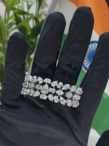 Pulsera de tenis de diamantes cultivados en laboratorio con corte múltiple en oro macizo, pulsera de lujo con diamantes en forma de pera, redondos y esmeralda, joyería fina, regalo de boda - Product Image 3