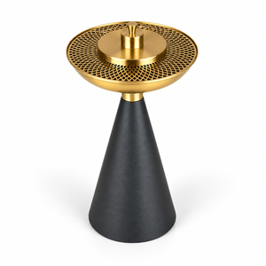 Brûleur d'encens moderne en acier inoxydable Alabanza Enterprises, base conique or et noir, diffuseur d'aromathérapie en bambou 100% naturel - Product Image 2