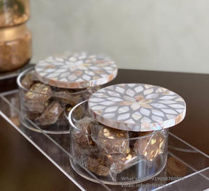 Handmade New Design Acrylic Tray Mother Pearl Art Jewelry Boxes for Dessert <b>Sweet</b> Fruits Chocolate Cookies Gifts for Ramadan Eid - Product Image 4