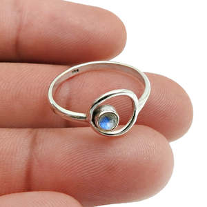 925 Solid Sterling Silver Natural <b>Labradorite</b> Gemstone <b>Ring</b> Handmade Round Cut Gemstone Stamped Silver Jewelry In Bohemian Style - Product Image 3