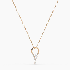 จี้เพชรทรงกลมเจียระไนแบบบริลเลียนท์เคลือบทอง 18KT เพชรเพาะเลี้ยงในห้องปฏิบัติการ สไตล์วินเทจ สำหรับงานแต่งงาน ได้รับการรับรองจาก IGI - Product Image 1
