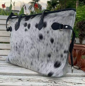 Premium Solid Color Genuine Leather Hair on Hide <b>Tote</b> <b>Bag</b> with Zipper Closure <b>Vintage</b> Lightweight Portable Shoulder <b>Bag</b> - Product Image 1