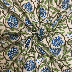 Eco-Friendly Organic Cotton Cambric 60x60 Block Print Traditional Jaipuri Fabric for Home Decor Curtain Craft Boys - Product Image 1