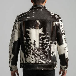 Veste en cuir de vachette 100% authentique pour homme, style vintage, nouvelle collection, hiver, avec fourrure. - Product Image 2