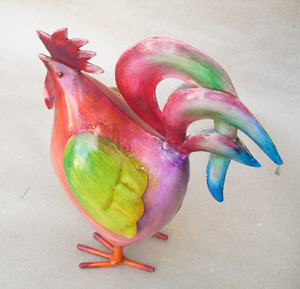 Magnifique sculpture de coq multicolore en fer pour la décoration intérieure/extérieure et de jardin - Product Image 5