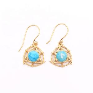 ต่างหูโกเมนแบบห้อยประดับอัญมณีสีแดงชุบทองทำด้วยมือต่างหูแฟชั่นแบบห้อย - Product Image 4