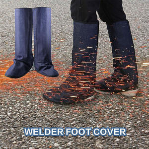 Welding <b>Cover</b> Shoe Welders <b>Boot</b> Protector Cowhide Split Leather Heat Resistant Welder Spats Protectors Welding Shoe <b>Cover</b> - Product Image 5