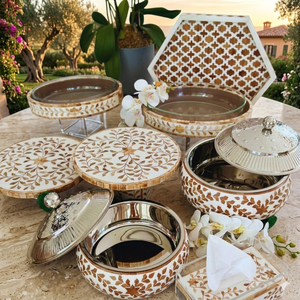 Casseroles Decor <b>Set</b> of Tray Box Tissue Box Quality Best Selling Home Decor Bone Inlay TrayBowl Round Photo Frame Small - Product Image 1