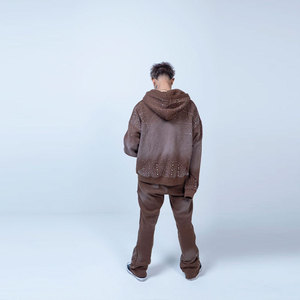 Sudadera con Capucha Oversize de Hombre con Pedrería, Estilo Urbano, Diseño de Puntos, Informal de Otoño, Tejida de Poliéster y Forro Polar - Product Image 5