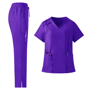 Ensemble de blouses médicales vert olive tendance 2026 pour femmes, haut à col en V avec poches et pantalon à cordon de serrage, uniformes d'hôpital - Product Image 5