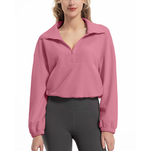 Sweat-shirt court zippé pour femme – Qualité supérieure, pull chaud d'hiver, haut court durable pour l'extérieur, vêtement de détente de luxe - Product Image 3