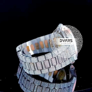 Vvs Moissanite Luxury Quartz Watch Hip Hop Iced Full Diamond Square Dial Pointer Analog Display - Product Image 2