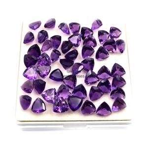 7mm Natural <b>Amethyst</b> Trillion Cut Loose Gemstone Faceted Stone For Jewelry Making High Quality Wholesale Bulk From Manufacturer - Product Image 2