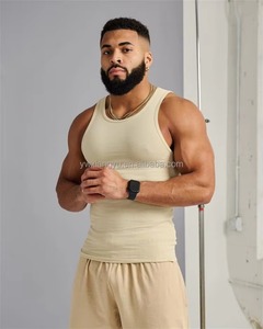 Custom High Quality <b>Men</b> <b>Compression</b> Rib Tank Top Sleeveless Fitness Gym Athletic Muscle <b>Vest</b> Shirt - Product Image 3