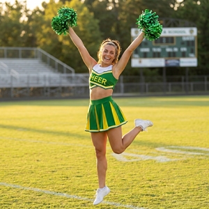 Ensemble d'uniformes de pom-pom girl pour filles, vert, avec logo personnalisé, strass, haut court et jupe plissée, grande taille, costume de pom-pom girl pour Halloween, adulte - Product Image 5