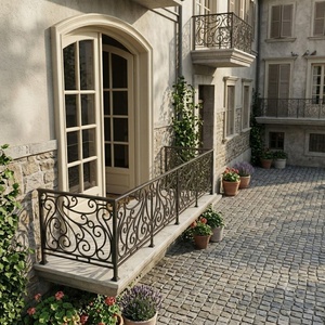 European-style wrought iron balcony railing – <b>Wall</b>-<b>mounted</b>, rust-resistant, easy to assemble, suitable for outdoor decoration. - Product Image 6