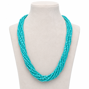 Wholesale Multi-Strand Turquoise Blue Seed Beaded <b>Statement</b> <b>Necklace</b> for Women Bohemian Fashion Jewelry Gift/Party Sstringz Exim - Product Image 1