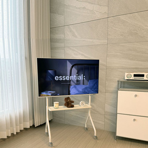 [YOUNGUJIN] EDGEWALL Premium EdgeQ UHD Black Mobile TV Stand <b>Easel</b> Mount Rolling Bracket 200x200 43-55 Inc Modern Living EdgeQ - Product Image 2