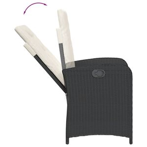 Set da pranzo da 3 pezzi in Poly Rattan nero con cuscini Set da giardino - Product Image 5