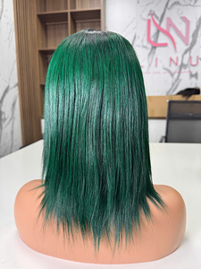 Ombre Vert Couleur Super Qualité 100% Vietnamien Os Droite Perruque de Cheveux Humains avec Dentelle Transparente Expédition Rapide - Product Image 4
